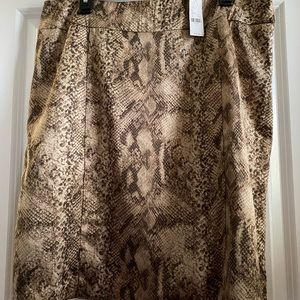 New York & Company Snake Print Satin Feel Skirt